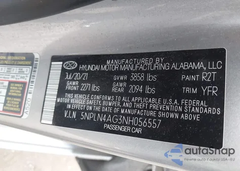 2022 Hyundai Elantra Sel from USA, damaged, VIN 5NPLN4AG3NH056557